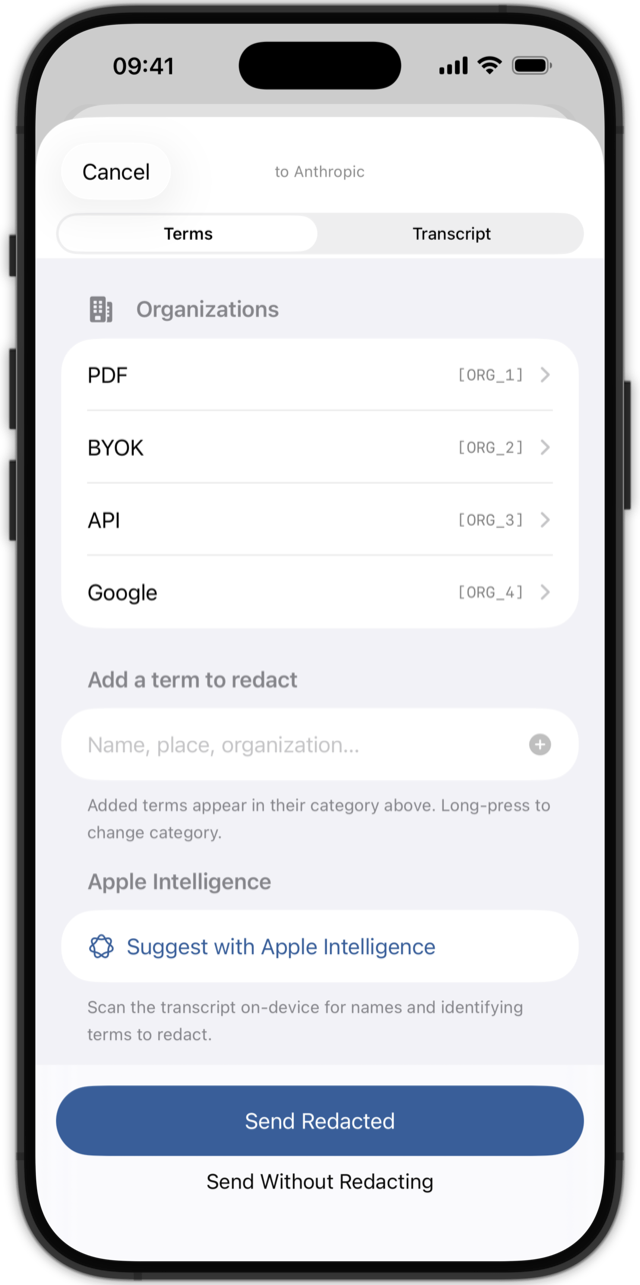 On-device anonymization on iPhone