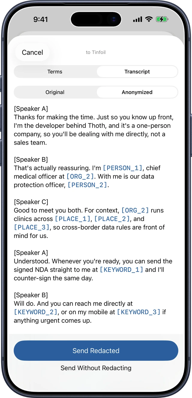 On-device anonymization on iPhone